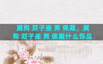 属狗 双子座 男 佩戴，属狗 双子座 男 佩戴什么饰品